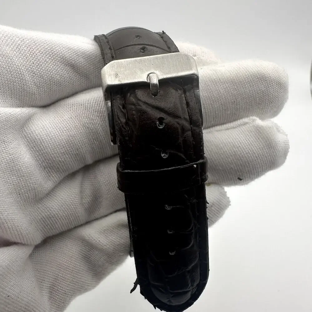 Merona FMDM233 Quartz Watch Silver Tone Case Cream Dial Black Strap